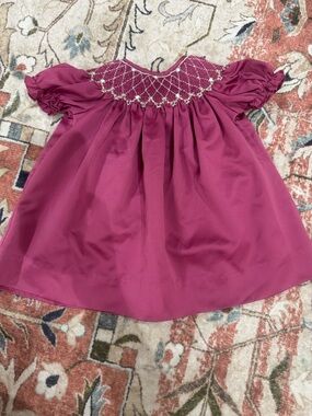 Girls' Smocked Short-Sleeve Dress - Deep Rose